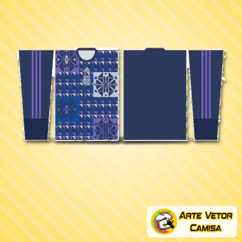 Camisa com logo no peito e estampa grande nas costas, destacando design inspirado na seleção da Argentina, cores vibrantes e detalhes que remetem à paixão pelo futebol.
