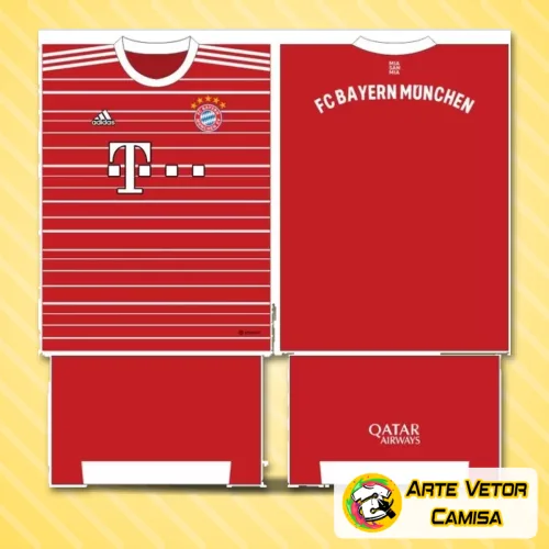 Camisa Bayern München 2024 com logo no peito e estampa grande nas costas em destaque, mostrando design moderno e vibrante, ideal para fãs do clube