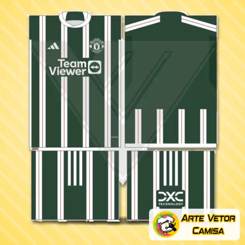 Camisa vermelha do Manchester United com logo destacado no peito e estampa grande nas costas que exibe design moderno e detalhado, ideal para fãs do clube que buscam estilo único e vibrante.
