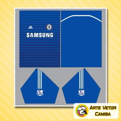 Camisa Chelsea com logo no peito bem destacado e estampa grande nas costas que chama atenção pelo design moderno e vibrante, perfeita para quem quer estilo e identidade única.