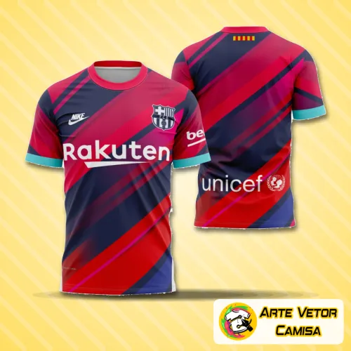 Camisa com logo no peito e estampa grande nas costas destacando o conceito único de Barcelona 2022 em cores vibrantes e design moderno, perfeita para quem valoriza estilo e autenticidade.