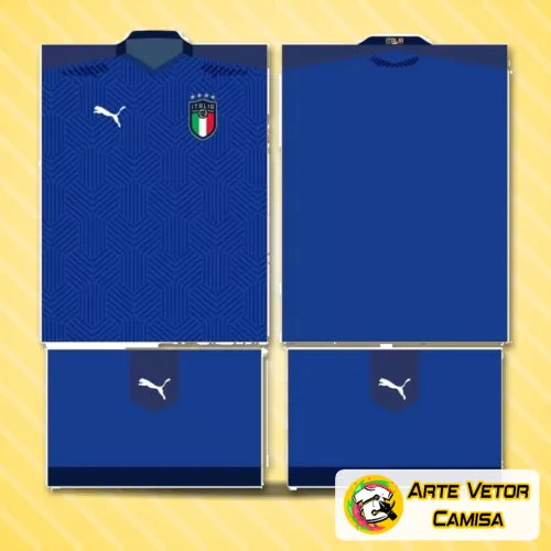 Camisa com logo no peito e estampa grande nas costas, trazendo um design moderno e elegante inspirado na seleção italiana de 2024, com cores vibrantes e detalhes que destacam a paixão pelo futebol.