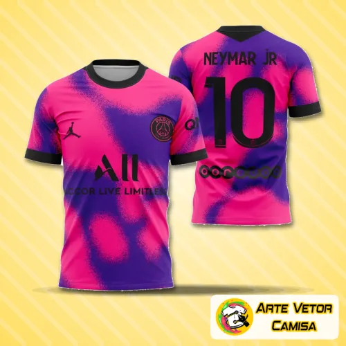 Camisa com logo no peito do PSG e estampa grande nas costas exibindo detalhes exclusivos da temporada 2020-2021 em estilo moderno e vibrante, perfeita para fãs que valorizam autenticidade e design detalhado.
