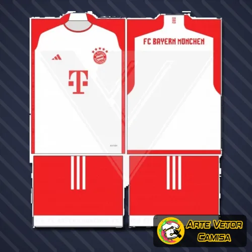 Imagem da camisa final do Bayern München 2024 com logo no peito e estampa grande nas costas em design moderno e vibrante, perfeito para torcedores e fãs do clube.
