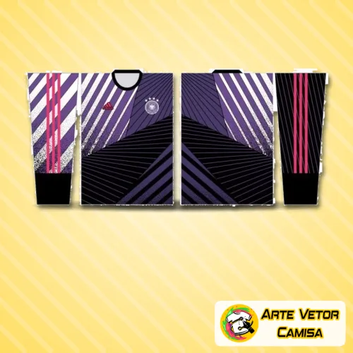 Camisa Alemanha 2017 com logo no peito e estampa grande nas costas, destacando as cores clássicas da seleção alemã e um design que remete à tradição do time em um visual marcante e cheio de personalidade.