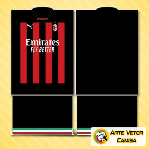 Camisa com design inspirado no AC Milan 2024, apresentando logo no peito e estampa grande nas costas que trazem estilo e identidade marcante ao visual.