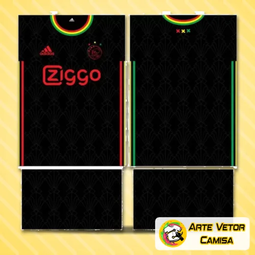 Camisa Ajax com logo no peito e estampa grande nas costas, exibindo design exclusivo e moderno, perfeita para quem valoriza estilo e autenticação visual marcante em cada detalhe.