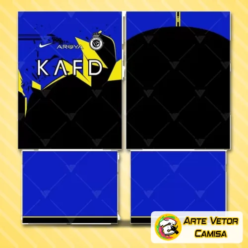 Camisa com logo no peito em destaque e uma estampa grande nas costas que mostra o estilo vibrante do Al Nassr, ideal para torcedores e fãs do clube destacarem sua paixão com elegância e personalidade.