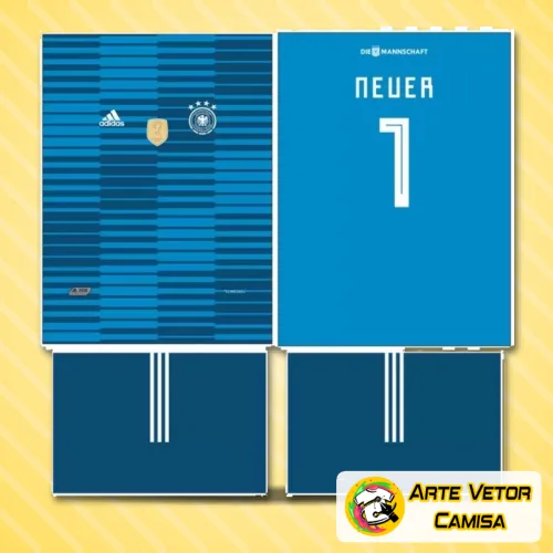 Camisa com logo no peito e estampa grande nas costas mostrando design inspirado na Alemanha, com cores vivas e detalhes que destacam o estilo único e moderno do produto em ambiente casual.