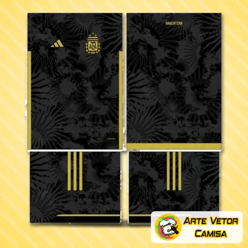 Camisa com logo no peito e estampa grande nas costas mostrando design inspirado na Argentina, exibindo cores marcantes e estilo moderno, perfeita para quem ama futebol e quer destacar sua paixão com visual único e original.