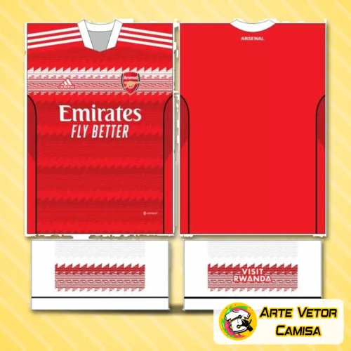 Camisa com logo no peito e estampa grande nas costas que destaca o design do Arsenal, ideal para quem busca estilo marcante e identidade única na roupa.
