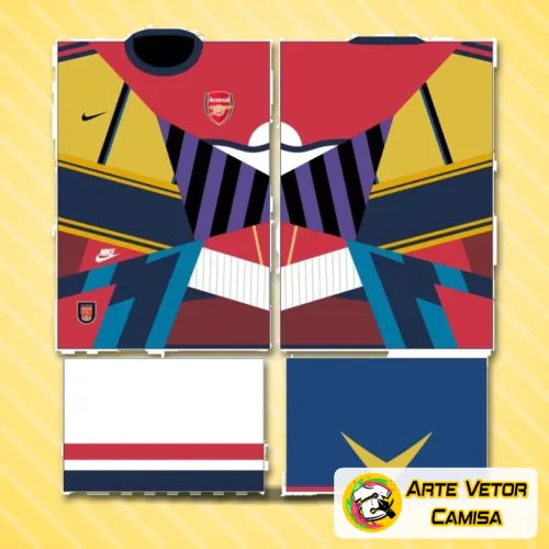 Camisa com logo no peito em destaque e estampa grande nas costas que exibe o design clássico do Arsenal, perfeita para fãs que valorizam um visual autêntico e marcante.