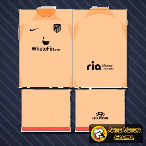 Camisa Atlético de Madrid 2024 com logo no peito e estampa grande nas costas, design imponente e moderno que destaca as cores tradicionais do clube em um estilo inovador e cheio de personalidade.