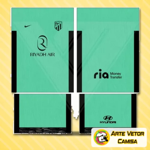 Camisa Atlético de Madrid 2024 com logo no peito e estampa grande nas costas exibida em foto realista, destacando design moderno e cores vibrantes da peça