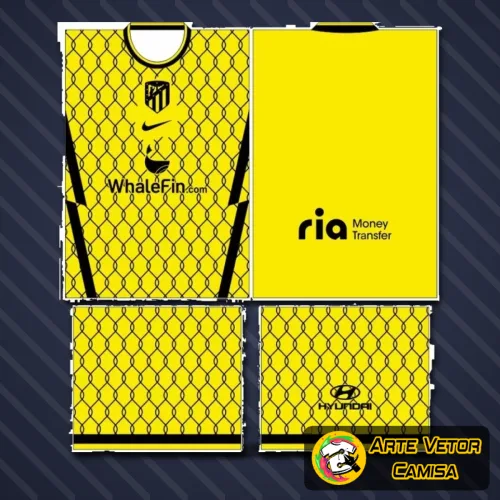 Camisa Atlético de Madrid com logo no peito destacado e estampa grande nas costas em cores vibrantes, perfeita para torcedores apaixonados pelo clube.