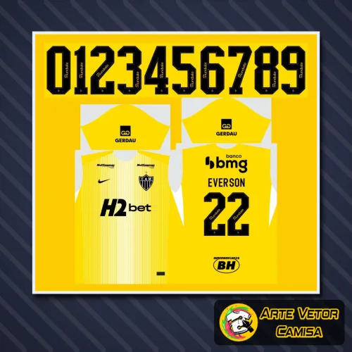 Camisa Atlético Mineiro goleiro 2026 com logo no peito destacado e estampa grande nas costas que realça o estilo e a identidade do time.