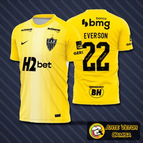 Camisa de goleiro do Atlético Mineiro 2026 com logo no peito e estampa grande nas costas, ideal para torcedores fãs do clube e colecionadores de arte esportiva.