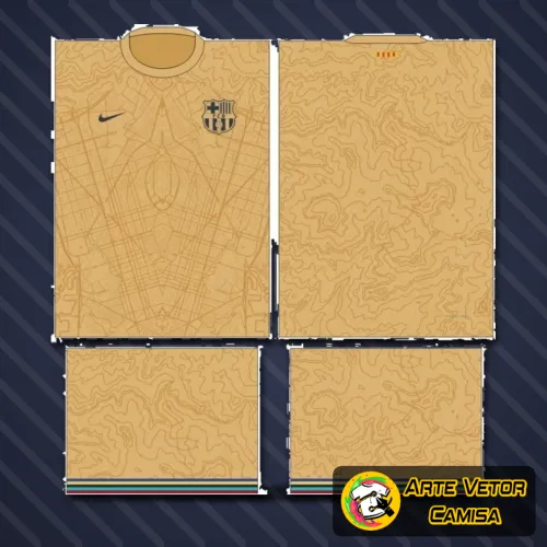 Camisa Barcelona com logo no peito e estampa grande nas costas em design moderno e vibrante, destacando as cores tradicionais do time para quem valoriza estilo e identidade no visual.