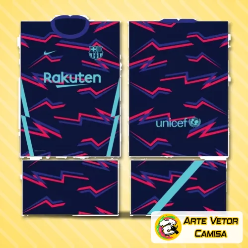 Camisa do Barcelona com logo no peito e uma estampa grande nas costas que destaca o design vibrante e moderno, perfeita para quem quer mostrar paixão pelo time com estilo marcante e visual atraente.
