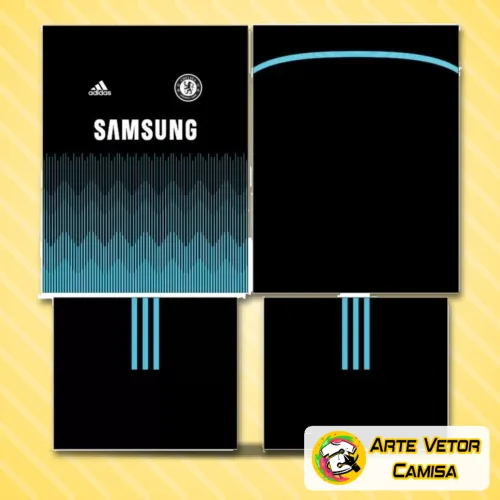 Camisa Chelsea com logo no peito em destaque e estampa grande nas costas mostrando um visual moderno e vibrante, perfeito para torcedores que querem estilo e autenticidade no uniforme.