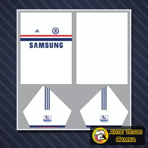Foto da camisa Chelsea Style destacando o logo no peito e a estampa grande nas costas que imprimem personalidade e estilo único para quem a utiliza.