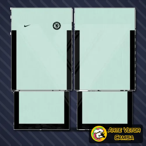 Foto de camisa com logo no peito e estampa grande nas costas, apresentando design moderno e marcante inspirado no Chelsea, ideal para fãs do time que gostam de estilo diferenciado.