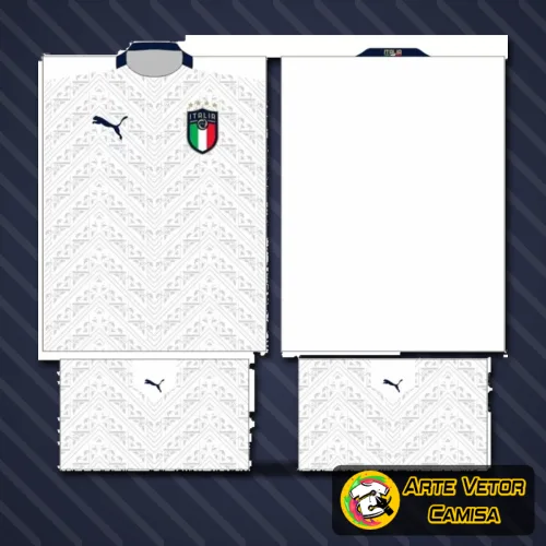Camisa com logo no peito e estampa grande nas costas, destacando cores vibrantes da seleção italiana com design exclusivo e moderno, perfeita para mostrar sua paixão de forma estilosa e marcante.