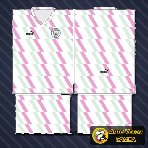 Camisa Manchester City com logo no peito e estampa grande nas costas destacando design moderno e vibrante, ideal para fãs que buscam estilo autêntico e visual impactante.