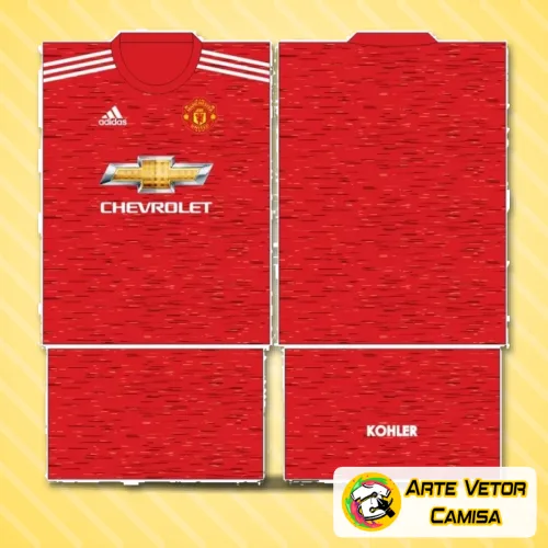 Camisa com logo no peito e estampa grande nas costas apresentando design moderno inspirado na temporada 2024 do Manchester United, com cores vibrantes e detalhes que destacam identidade e estilo autêntico