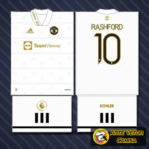 Camisa Manchester United com logo no peito e estampa grande nas costas em design moderno e vibrante, inspirada no conceito 2024 para fãs apaixonados pelo clube.