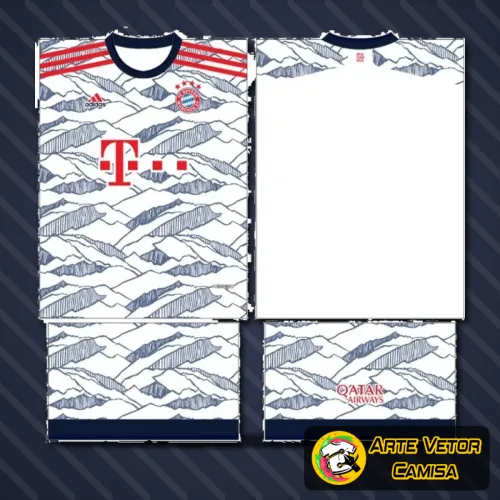 Camisa final com logo no peito destacado e estampa grande nas costas na cor vermelha vibrante, combinando elementos modernos e clássicos que remetem ao estilo único do Bayern München em 2024.