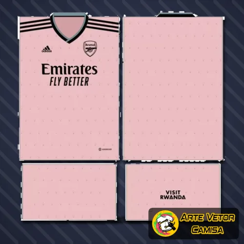 Camisa com logo no peito em destaque e estampa grande nas costas, com design que exibe as cores e símbolos tradicionais do Arsenal de forma vibrante e moderna.