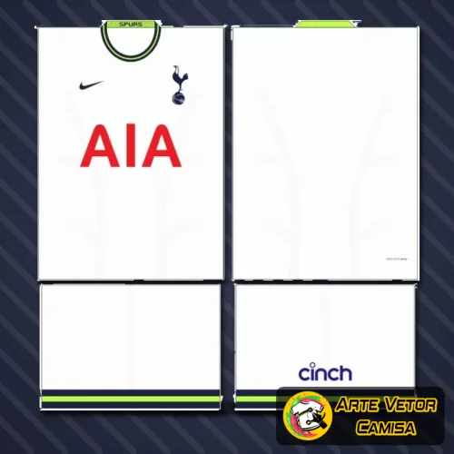 Camisa com logo no peito do Tottenham e uma estampa grande nas costas que destaca o design icônico e moderno do time