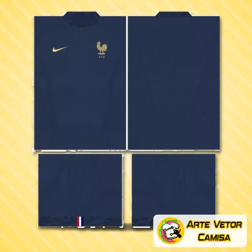 Foto de camisa branca com logo no peito inspirado na França e estampa grande nas costas mostrando elementos icônicos do país em cores vibrantes e design marcante.