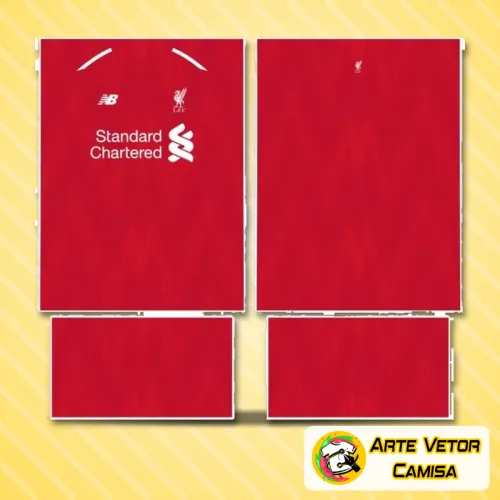 Camisa esportiva com logo no peito e estampa grande nas costas, destacando os detalhes vermelhos e brancos que remetem ao estilo LiverPool com visual moderno e vibrante.