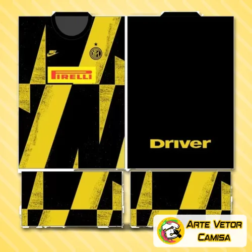 Camisa do Inter de Milão 2024 com logo no peito e estampa grande nas costas, destaque para o design moderno e as cores tradicionais do clube, ideal para fãs e colecionadores.