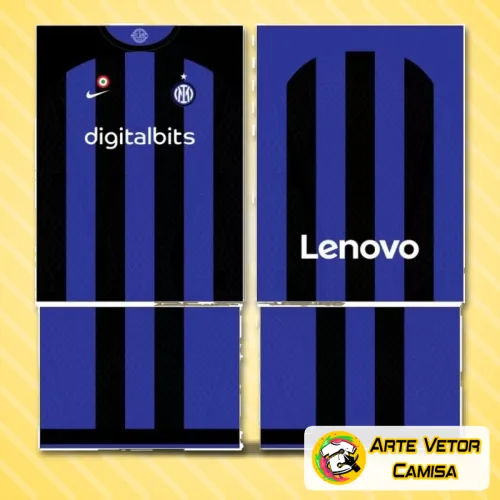 Camisa do Inter de Milão 2024 com logo no peito e estampa grande nas costas, design moderno em preto e azul, perfeita para torcedores que querem mostrar paixão pelo time com estilo marcante.