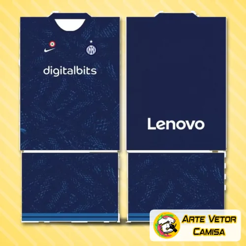 Camisa do Inter de Milão 2024 com logo no peito vibrante e estampa grande nas costas detalhada, exibindo as cores e design modernos do clube com estilo marcante e visual impactante para torcedores.