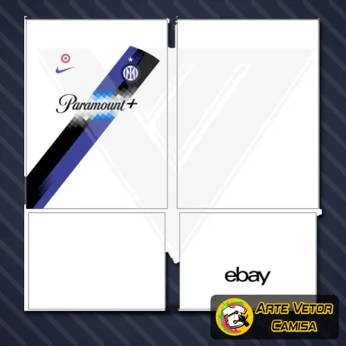 Foto da camisa Inter de Milão 2024 com logo no peito e estampa grande nas costas, exibindo o design moderno e as cores vibrantes do time, perfeita para fãs que valorizam estilo e personalidade.