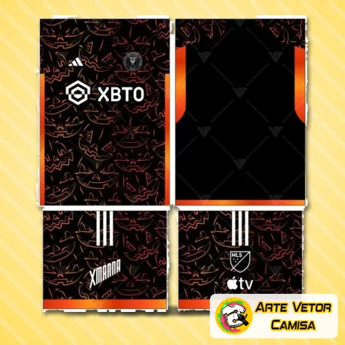 Camisa Inter Miami com logo no peito e uma estampa grande nas costas que destaca cores vibrantes e design moderno, ideal para fãs do time que querem se destacar com estilo autêntico e esportivo.