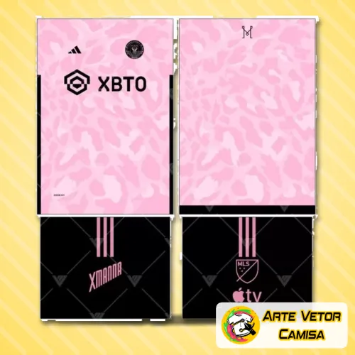 Camisa com logo no peito e estampa grande nas costas, exibindo design vibrante e moderno do Inter Miami em cores marcantes.