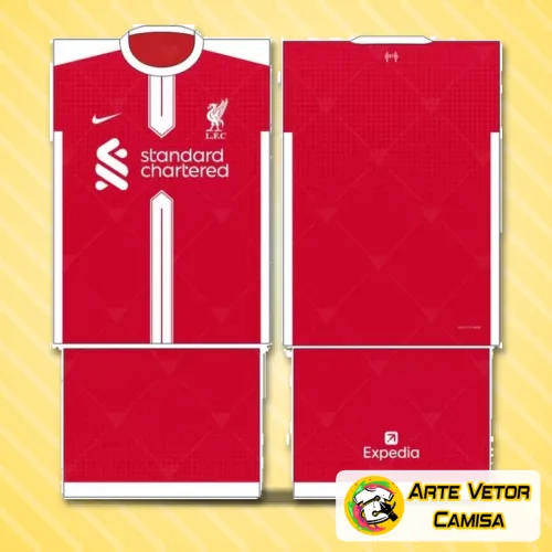 Camisa vermelha com logo no peito e estampa grande nas costas em destaque, mostrando detalhes vibrantes e acabamento impecável.