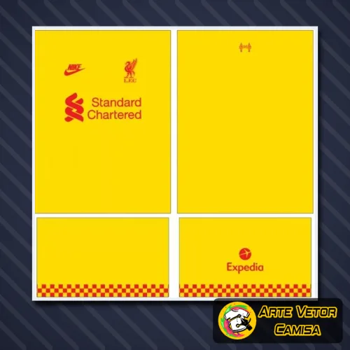 Camisa Liverpool com logo no peito e uma estampa grande nas costas, mostrando detalhes vibrantes e design moderno inspirado no estilo clássico do time.