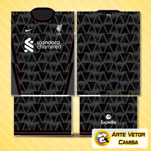 Camisa com logo no peito e estampa grande nas costas, exibindo design vibrante inspirado no LiverPool, combinando cores intensas e detalhes marcantes para um visual moderno e atraente.