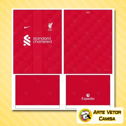 Camisa com logo no peito em destaque, acompanhada de uma estampa grande nas costas que traz todo o charme e identidade do time LiverPool.