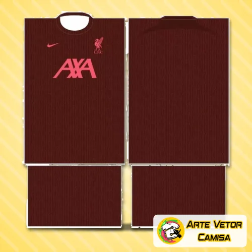 Camisa Liverpool com logo no peito e estampa grande nas costas, destacando cores vibrantes e design moderno que representa a paixão pelo time de forma marcante e elegante.