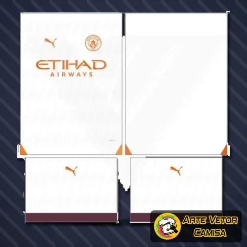 Camisa Manchester City 2024 com logo no peito e estampa grande nas costas em design moderno e vibrante, exibindo cores e detalhes que destacam a identidade do clube.