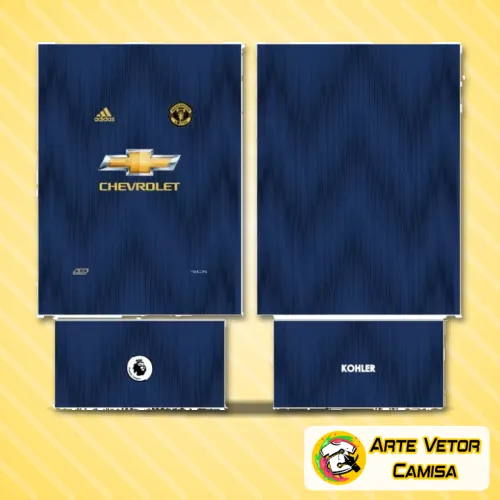 Imagem de camisa vermelha com logo no peito e estampa grande nas costas inspirado no Manchester United, estilo moderno e com detalhes vibrantes para torcedores destacar sua paixão pelo time.
