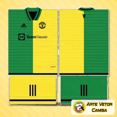 Camisa com logo no peito e estampa grande nas costas exibindo design moderno e conceito inovador inspirado no Manchester United para 2024