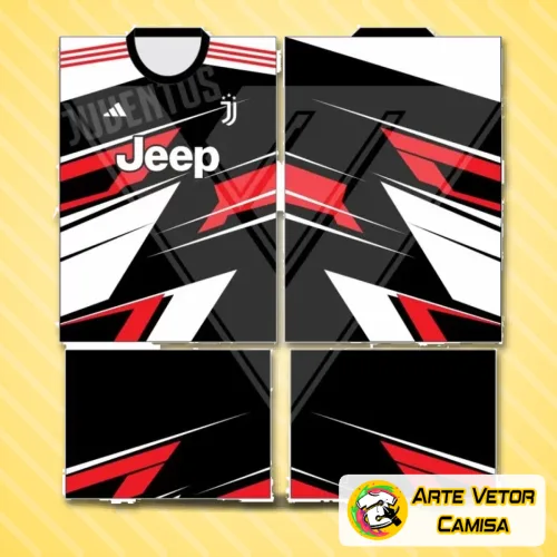 Camisa oficial da Juventus com logo no peito e estampa grande nas costas em design moderno e exclusivo, destacando as cores tradicionais do clube com detalhes marcantes.